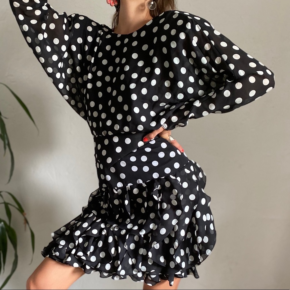 Fun Vintage 80s polka-dot party dress. Sz 6
